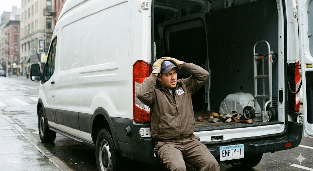 Construction worker looking for missing tools